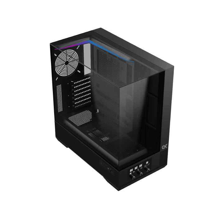 XIGMATEK Xigmatek Vision E-ATX ARGB Case, 3x Tempered Glass, Smart Fan Control LCD Display Panel, 9x Fans Supports, MoBo Upto E-ATX, GPU Upto 410mm, Cooler Upto 360mm, Black | EN45196 - thumbnail 6