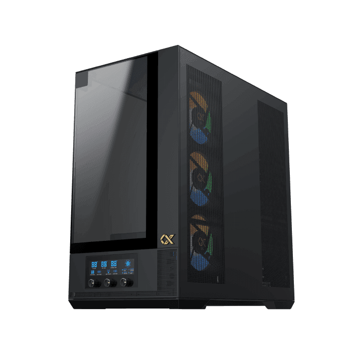 XIGMATEK Xigmatek Vision E-ATX ARGB Case, 3x Tempered Glass, Smart Fan Control LCD Display Panel, 9x Fans Supports, MoBo Upto E-ATX, GPU Upto 410mm, Cooler Upto 360mm, Black | EN45196 - thumbnail 9