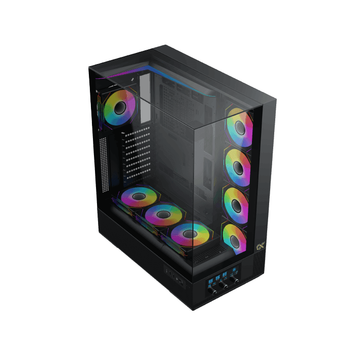 XIGMATEK Xigmatek Vision Pro E-ATX ARGB Case, 3x Tempered Glass, Smart Fan Control LCD Display Panel, 9x Fans Supports, MoBo Upto E-ATX, GPU Upto 410mm, Cooler Upto 360mm, Black | EN45158 - thumbnail 5