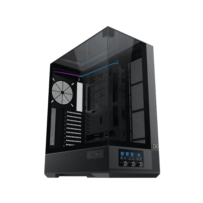 XIGMATEK Xigmatek Vision Pro E-ATX ARGB Case, 3x Tempered Glass, Smart Fan Control LCD Display Panel, 9x Fans Supports, MoBo Upto E-ATX, GPU Upto 410mm, Cooler Upto 360mm, Black | EN45158 - thumbnail 6