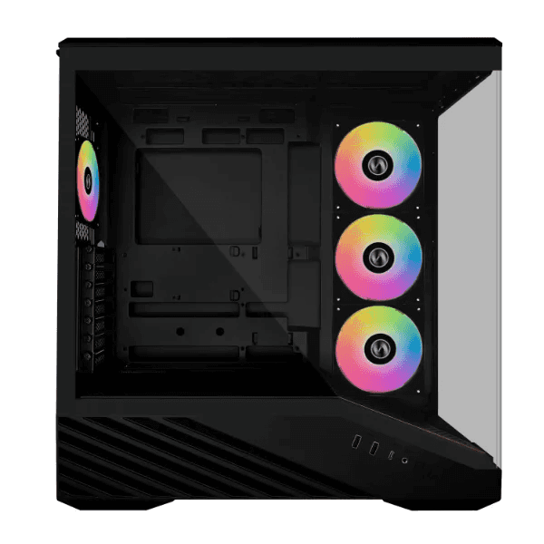 LIAN LI Lian Li V100 ATX Mid-Tower PC Case, 4 x 120mm ARGB PWM Fans Pre-Installed, LED RGB Strip, Display Platform with Tempered Glass, Support 420mm GPUs, 360mm Radiator, Optimized Airflow - Black (V100RX) - thumbnail 2
