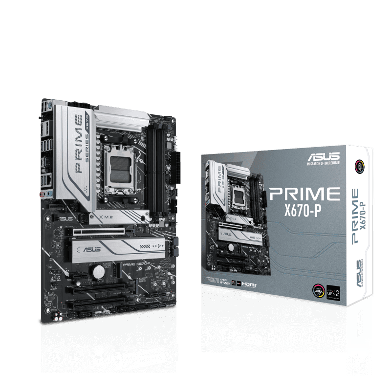 Asus Asus Prime X670-P ATX DDR5 Motherboard, AMD Socket AM5, X670 Chipset, 4x DIMM Max 128GB Memory, Realtek 2.5Gb Ethernet, V-M.2 Slot Only, PCIe 4.0 x16 Slot, M.2 | 90MB1BU0-M0EAY0 - thumbnail 2