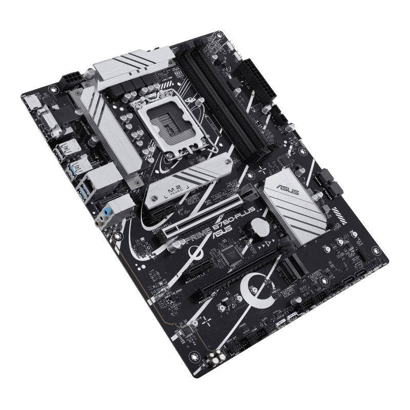 ASUS Prime B760-PLUS, an Intel?? B760 LGA 1700 ATX motherboard with PCIe 5.0, three PCIe 4.0 M.2 slots, DDR5, Realtek 2.5Gb Ethernet, DisplayPort, VGA, HDMI???, SATA 6 Gbps, USB 3.2 Gen 2x2 Type-C??, front USB 3.2 Gen 1 Type-C??, 90MB1EF0-M0EAY0 thumbnail 3