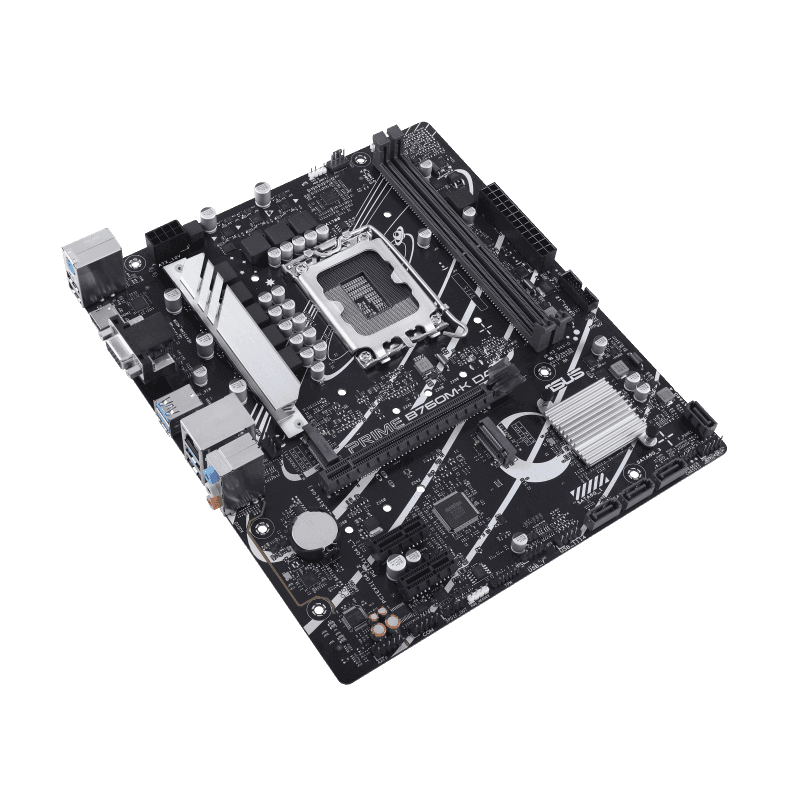 Asus ASUS Prime B760M-K D4, an Intel B760 LGA 1700 mATX motherboard with PCIe 4.0, two PCIe 4.0 M.2 slots, DDR4, Realtek 2.5Gb Ethernet, VGA, HDMI, SATA 6 Gbps, front USB 3.2 Gen 1, Aura Sync| 90MB1DS0-M0EAY0 - thumbnail 4
