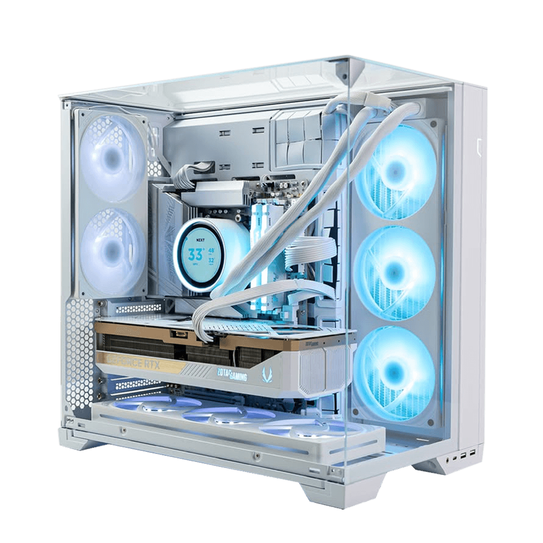 Nanotech High-End White Gaming PC: AMD Ryzen 9 9950X3D + ZOTAC RTX 5080 SOLID OC White 16GB, 32GB DDR5 6000MHz RGB, 1TB Samsung 990 PRO, 360mm LCD AIO, 1000W Gold, WiFi 7, Lian Li O11 Vision White Case - thumbnail 2