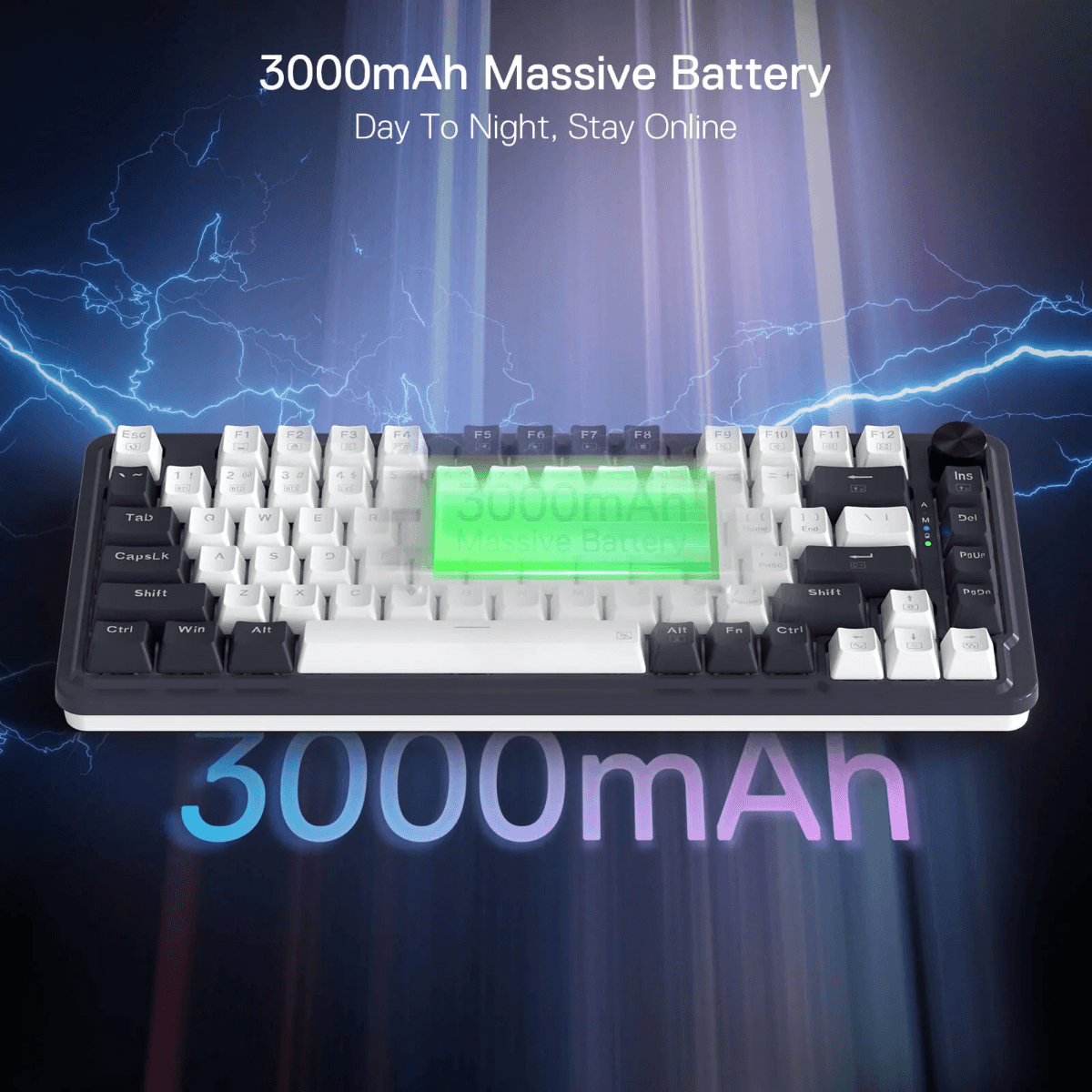 Redragon Redragon UCAL K673 PRO Wireless 75% Mechanical Gaming Keyboard, 81 Keys Hot-swappable, 3 Compact Mode, Hot-Swap Socket, Linear Red Switch, 3000mAh Battery | K673CPG-RGB-PRO - thumbnail 6