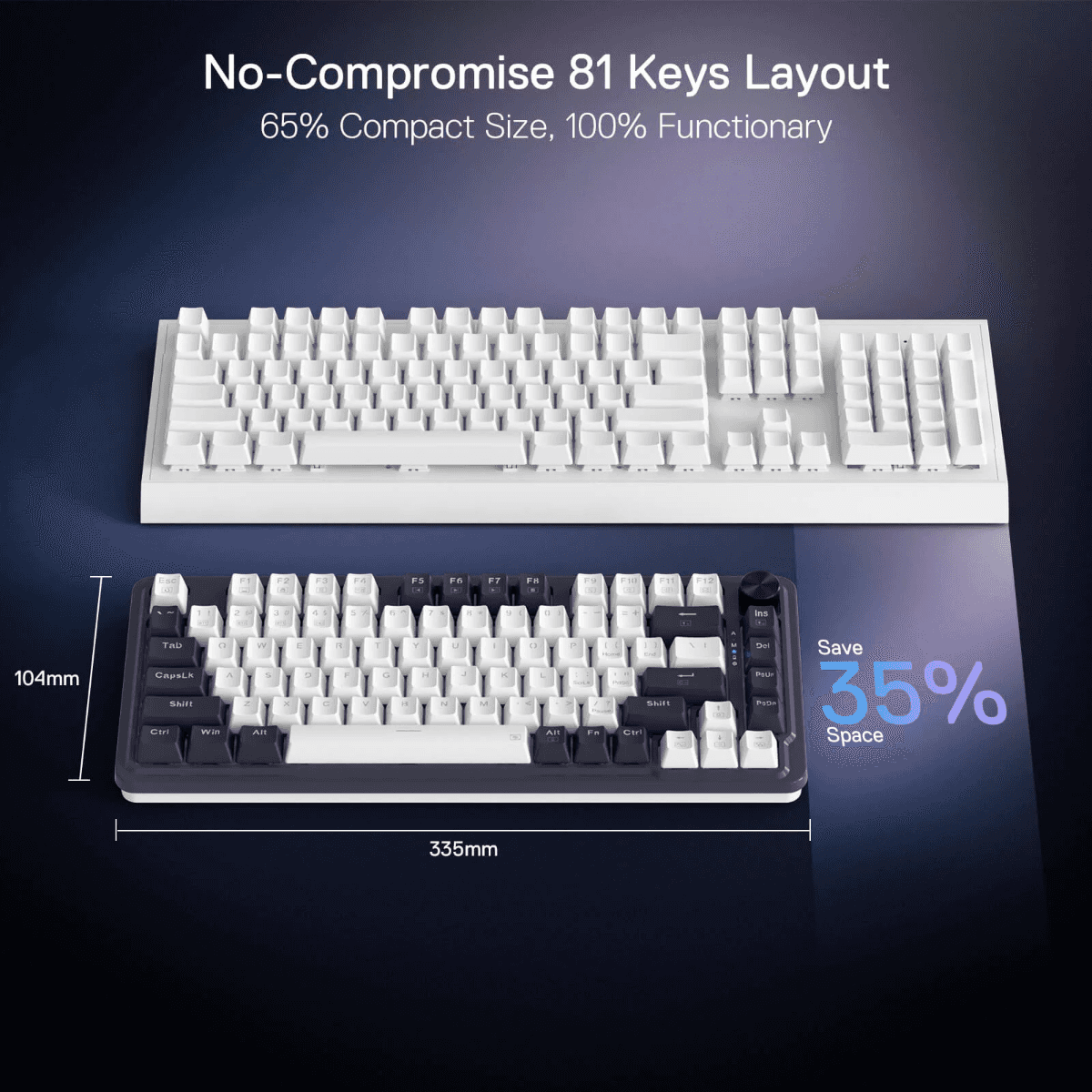 Redragon Redragon UCAL K673 PRO Wireless 75% Mechanical Gaming Keyboard, 81 Keys Hot-swappable, 3 Compact Mode, Hot-Swap Socket, Linear Red Switch, 3000mAh Battery | K673CPG-RGB-PRO - thumbnail 9