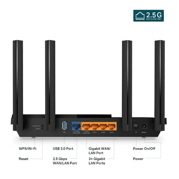 tp-link Archer AX55 Pro AX3000 Multi-Gigabit Wi-Fi 6 Router with 2.5G Port, Up to 3.0 Gbps (2402 Mbps + 574 Mbps) , Compatible with Alexa thumbnail 2