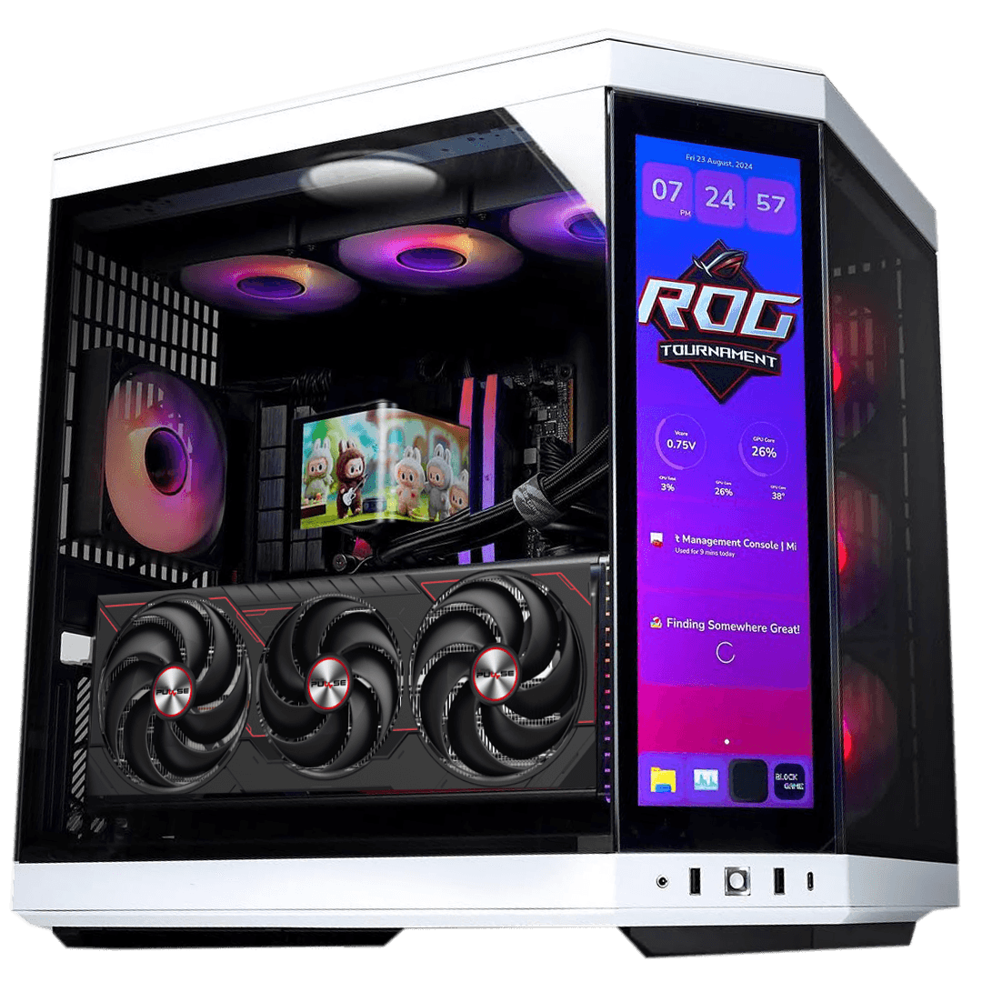 Nanotech AMD 9070 XT X 9950X Gaming And Rendering PC, AMD Ryzen 9 9950X, RX 9070 XT AMD Radeon 16GB, 64GB (2x32GB) 6000MHz, 990 Pro 2TB NVMe, TRYX LCD AIO Cooler, 1000W - thumbnail 1