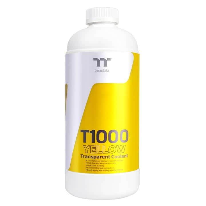 Thermaltake Thermaltake T1000 Coolant, 1000ml yellow transparent coolant for PC water-cooling, offering superb protection for copper, nickel, brass, and aluminum | CL-W245-OS00YE-A - thumbnail 1