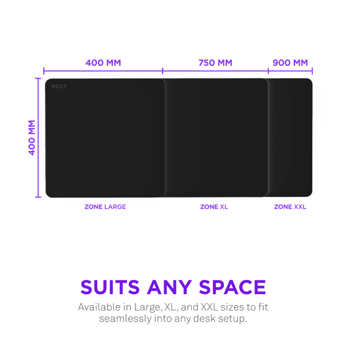 NZXT NZXT Zone XL Premium Cloth Gaming Mouse Pad, 750x400mm, Black | MM-XLGSP-BK - thumbnail 1