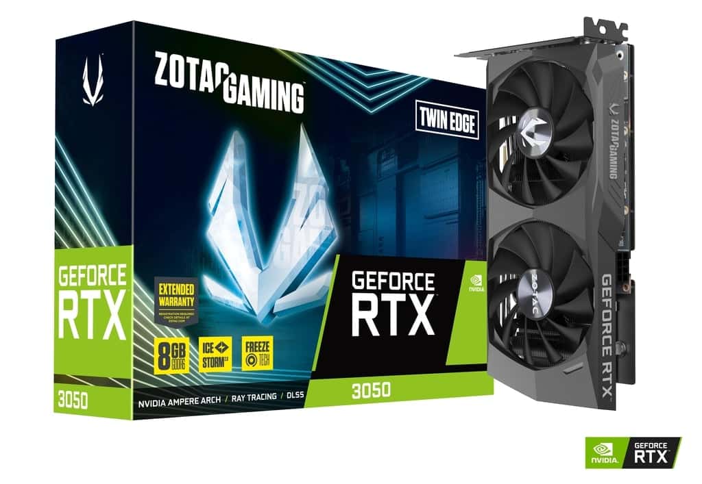 ZOTAC Zotac GeForce RTX 3050 Twin Edge Gaming Graphics Card, 2560 Cuda Cores, 8GB GDDR6 128 Bit Memory, 1777 MHz, 14 Gbps Clock, IceStorm 2.0, Dual Slot, PCI Express 4.0, HDMI, Displayport | ZT-A30500E-10M - thumbnail 4