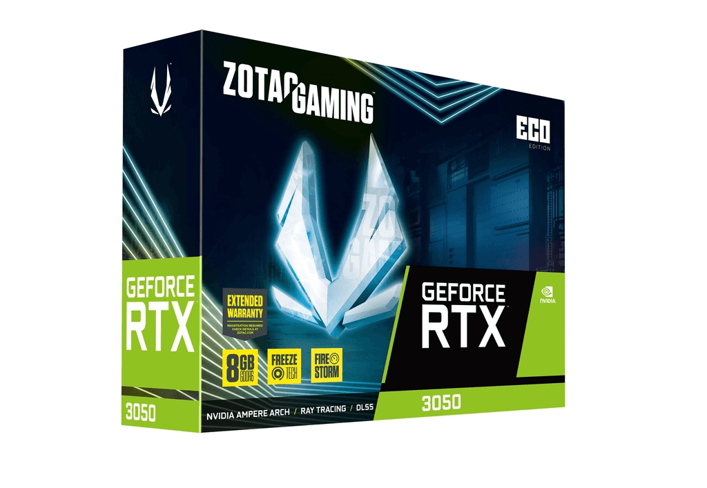 ZOTAC ZOTAC GAMING GEFORCE RTX 3050 8GB GDDR6 ECO Graphics Card - Black | ZT-A30500K-10M - thumbnail 1
