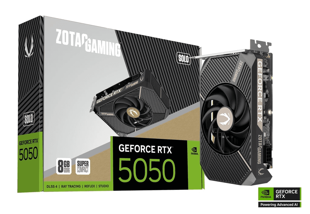 ZOTAC ZOTAC GAMING GeForce RTX 5050 SOLO 8GB GDDR6 ITX-Ready ultra-compact Graphics Card, 128-bit 20 Gbps, NVIDIA Blackwell architecture and DLSS 4 | ZT-B50500G-10L - thumbnail 1