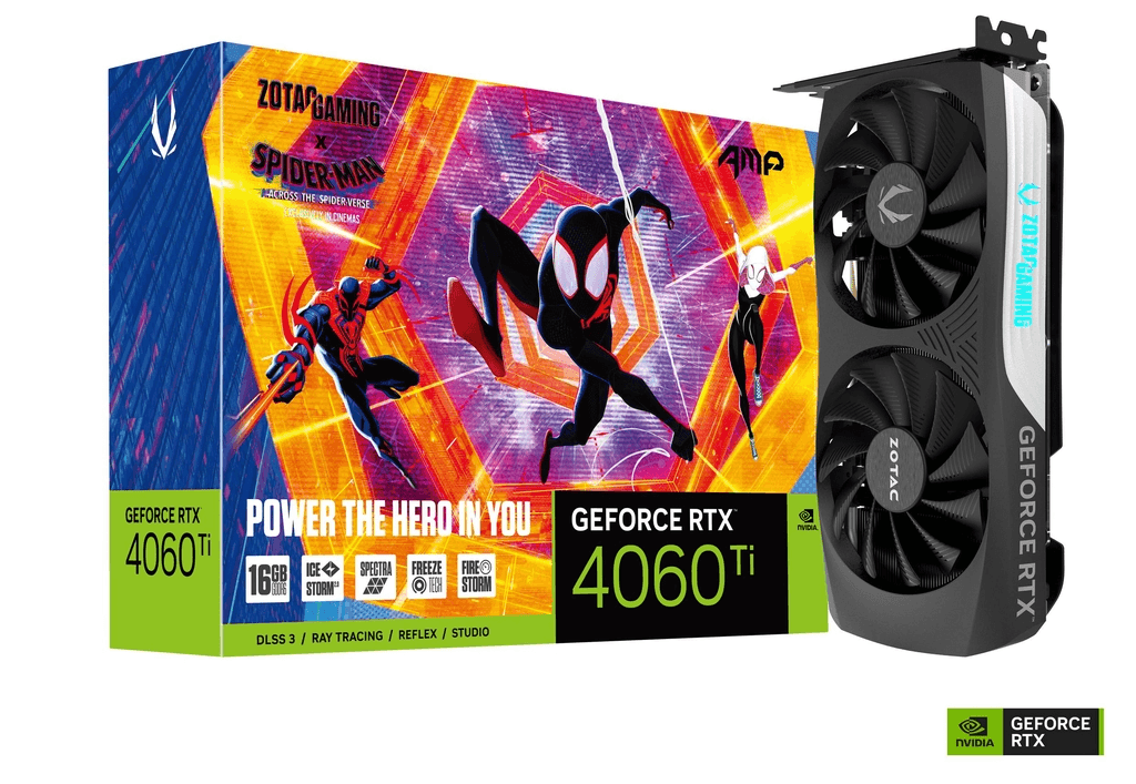 ZOTAC ZOTAC GAMING GEFORCE RTX 4060 Ti AMP SPIDER-MAN Edition Graphics Card, 16GB GDDR6 128-bit Memory, 2595MHz Boost Clock, 18Gbps Memory Speed, PCI E 4.0, 3x DP1.4a / 1x HDMI | ZT-D40620F-10SMP - thumbnail 4