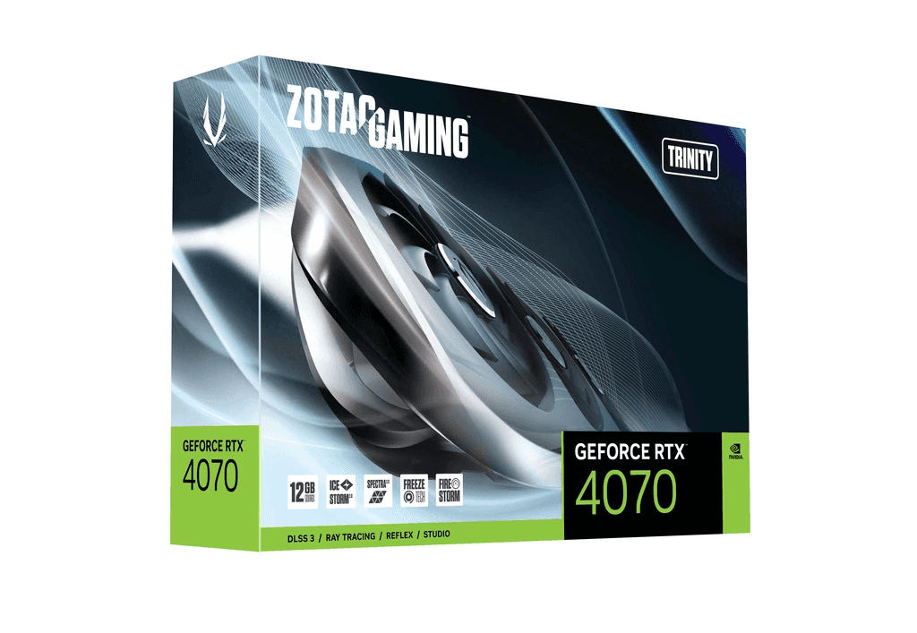 ZOTAC ZOTAC GAMING GeForce RTX 4070 Trinity Graphics Card, 12GB GDDR6X 192-bit Memory, 2475 MHz Boost Clock, 21 Gbps Memory Clock, 5888 CUDA Cores, PCI E 4, 3 x DisplayPort 1.4a / 1 x HDMI | ZT-D40700D-10P - thumbnail 2