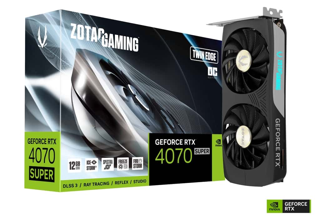 ZOTAC ZOTAC GAMING GeForce RTX 4070 SUPER Twin Edge OC 12GB GDDR6X graphic card, 7168 CUDA cores, 2490 MHz, 21 Gbps, 192-bit,12 Ultimate DirectX, IceStorm 2.0 | ZT-D40720H-10M - thumbnail 5