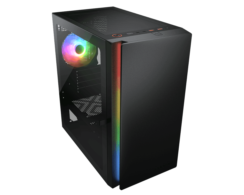  Cougar Purity RGB Mini Tower Case, 3mm Hinged Tempered Glass Panel, 1x Pre-Installed aRGB Fan, Up to 5xFan & 240mm Radiator Support, Black | 385PC40.0002 thumbnail 2