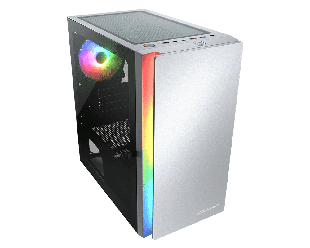 Cougar Purity RGB Mini Tower Case, 3mm Hinged Tempered Glass Panel, 1x Pre-Installed aRGB Fan, Up to 5xFan & 240mm Radiator Support, White | 385PC40.0002 thumbnail 3