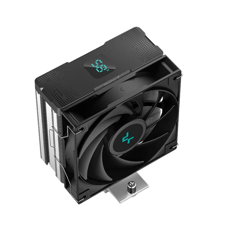 DeepCool AG400 DIGITAL PLUS Dual-Fan Single-Tower CPU Cooler With A Temperature Display, 120??120??25 mm , 500~2100 RPM+10% Speed, 06 mmx4 pcs Heatpipe, Hydro Bearing Type , Addressable RGB LED, Black |  AG400-BKADMP-G-1 thumbnail 2