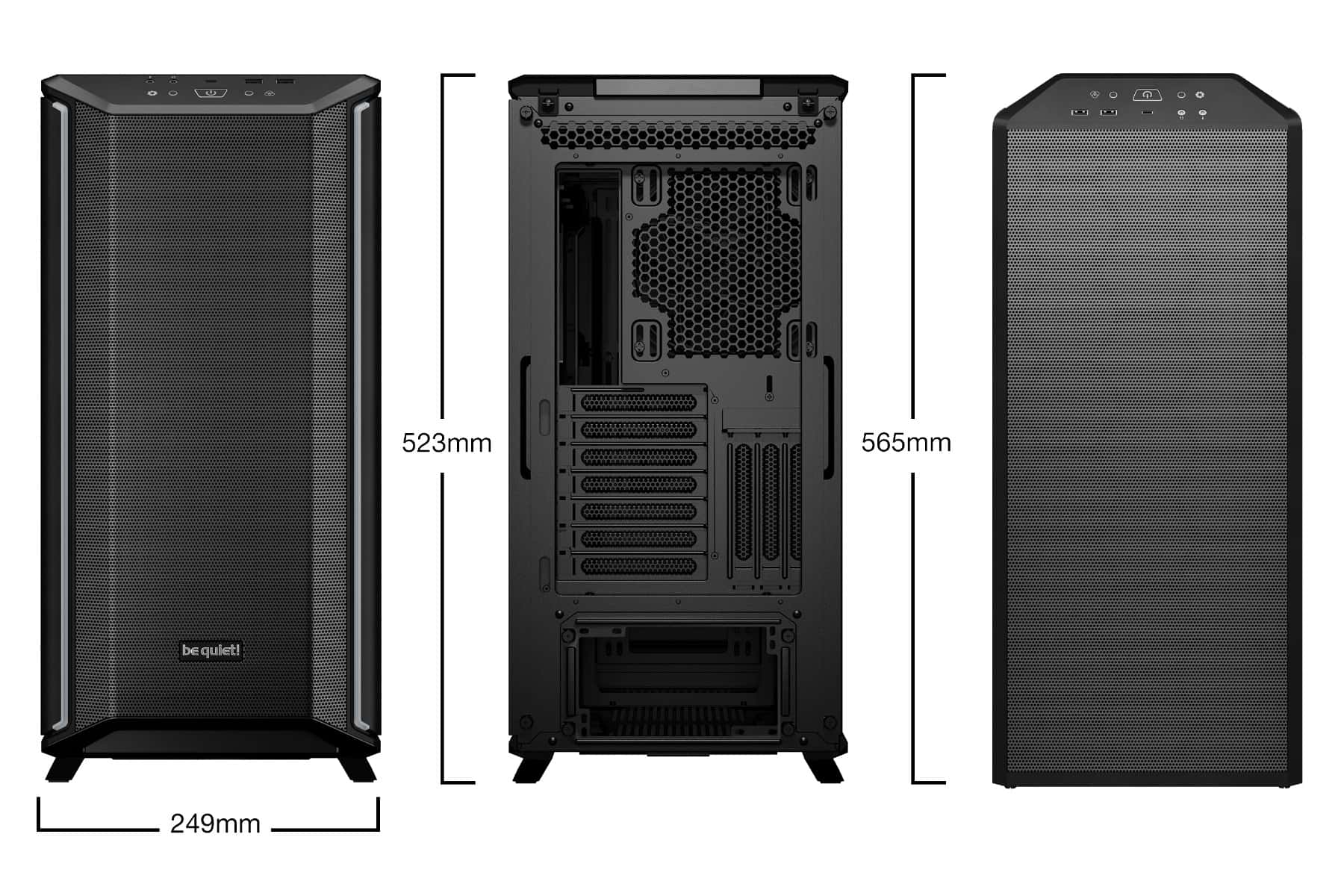 Be Quiet! Dark Base 701 Mid Tower Computer Case, 3x Silent Wings 4 140mm Pre-Installed Fans, Up to 360mm Radiator & 8x Fans Support, Tempered Glass Window, Black | BGW58 thumbnail 8