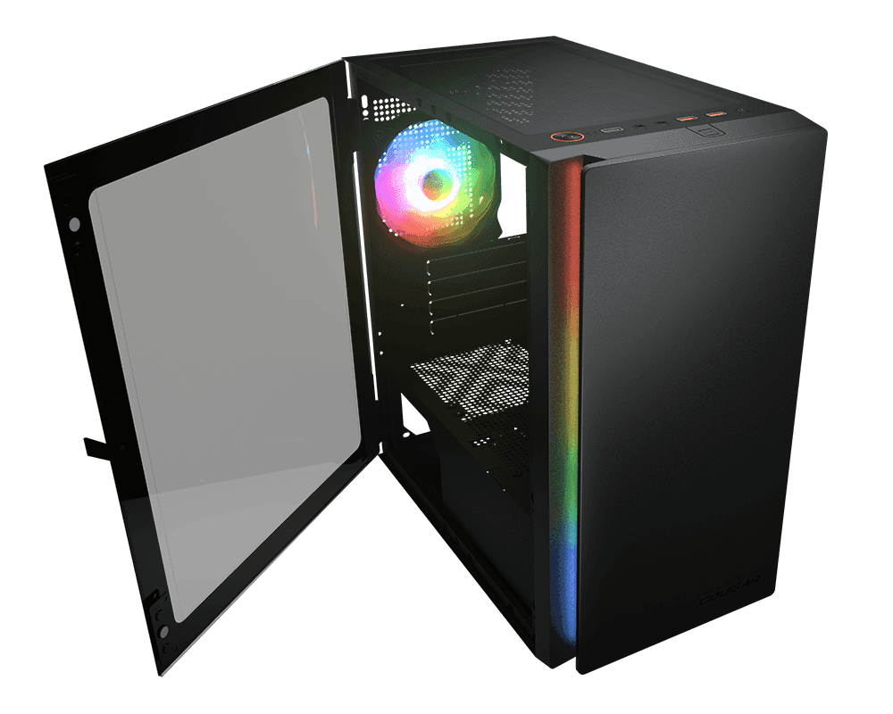  Cougar Purity RGB Mini Tower Case, 3mm Hinged Tempered Glass Panel, 1x Pre-Installed aRGB Fan, Up to 5xFan & 240mm Radiator Support, Black | 385PC40.0002 thumbnail 4