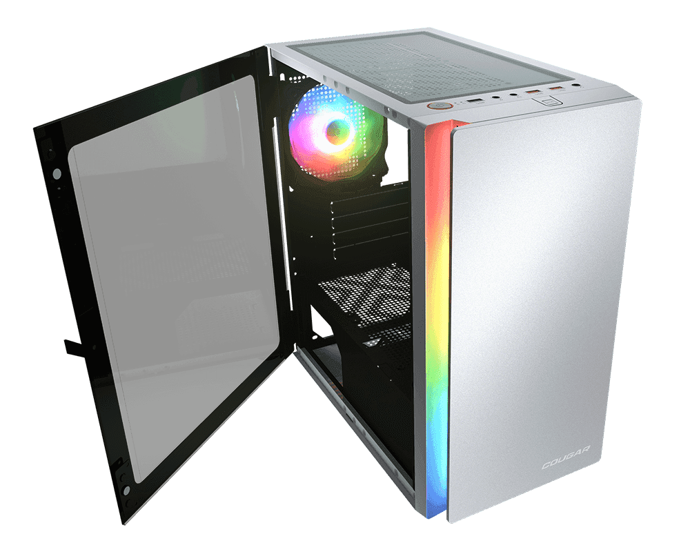 Cougar Purity RGB Mini Tower Case, 3mm Hinged Tempered Glass Panel, 1x Pre-Installed aRGB Fan, Up to 5xFan & 240mm Radiator Support, White | 385PC40.0002 thumbnail 2