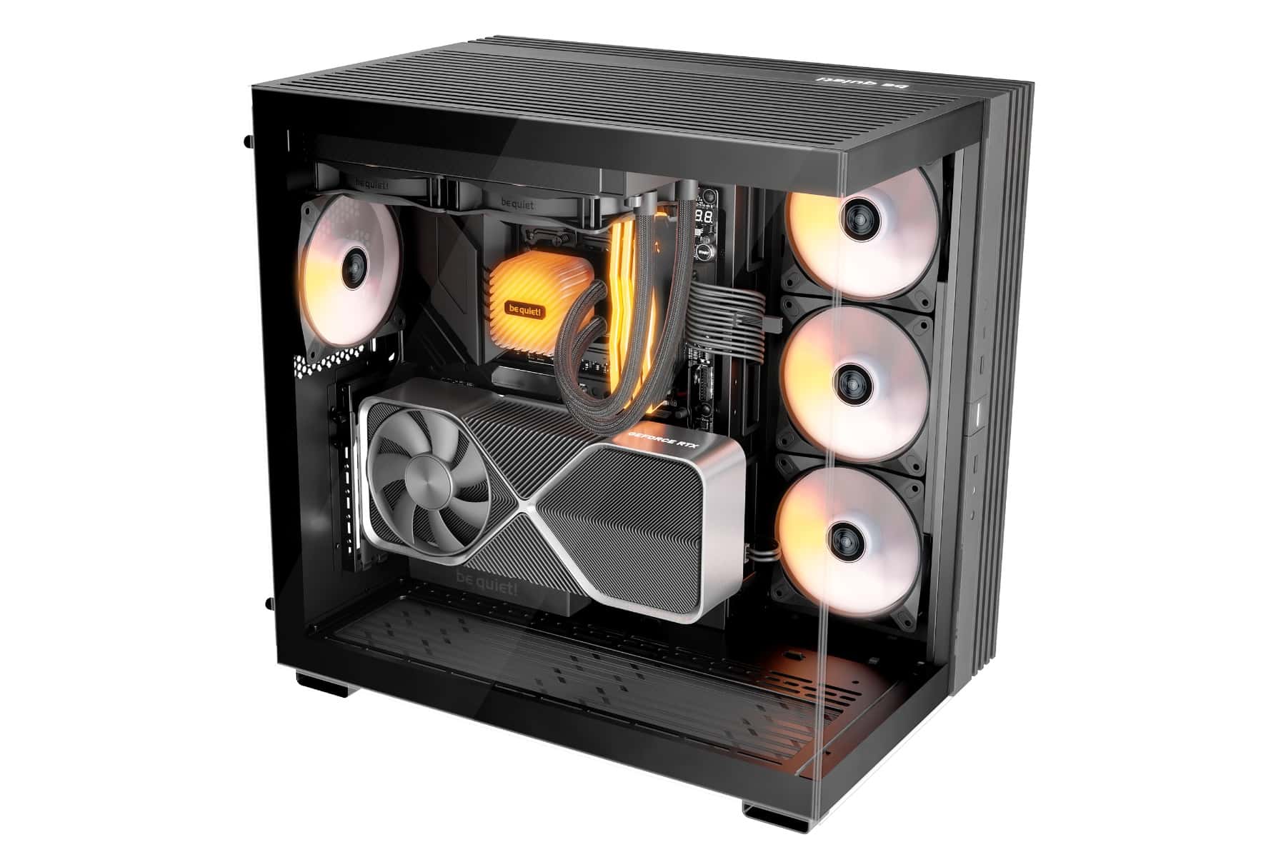 be-quiet LIGHT BASE 600 LX Black Case, 4x Pre-installed Light Wings LX 120mm PWM Fans, 1.33 meters of LEDs, Supports ATX Motherboard, upto 2x 360mm radiator, Black | BGW67 thumbnail 8