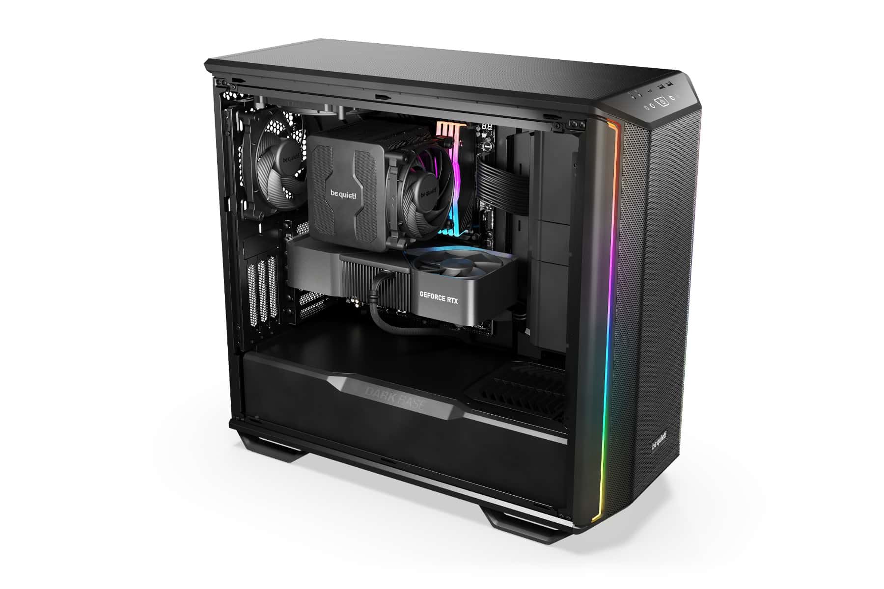 Be Quiet! Dark Base 701 Mid Tower Computer Case, 3x Silent Wings 4 140mm Pre-Installed Fans, Up to 360mm Radiator & 8x Fans Support, Tempered Glass Window, Black | BGW58 thumbnail 10