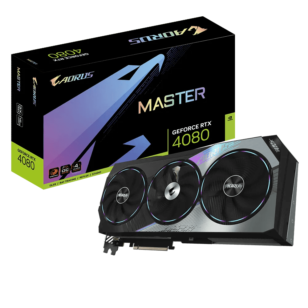 Gigabyte AORUS GeForce RTX 4080 Master Graphic Card, 16GB GDDR6X 256 bit Memory, 9728 CUDA Cores, 2550 MHz Core Clock, 22.4 Gbps Memory Clock, PCI-E 4.0, 1xHDMI, 3xDP | GV-N4080AORUS M-16GD thumbnail 1