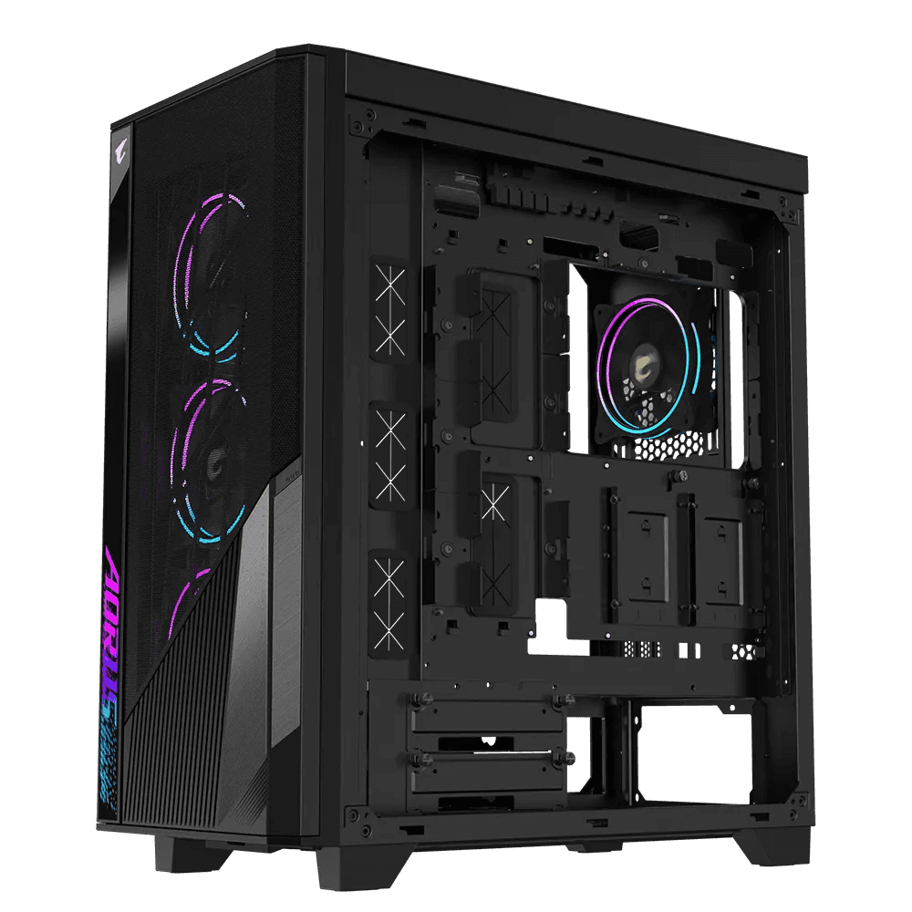 GIGABYTE AORUS C500 GLASS ATX Mid-Tower Gaming Case, Steel & Tempered Glass, 4 x Pre-Installed 120mm ARGB Fans, Up to 420mm Radiator, USB 3.2 Type-C / USB 3.0, Black | AC500G-ATX thumbnail 7