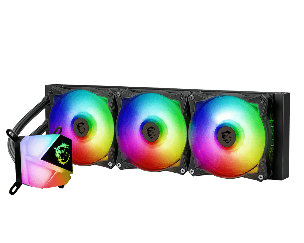 MSI MAG Coreliquid C360 CPU Liquid Cooler, Compatible with Intel Socket LGA1700, 360mm Radiator Size, 78.73 CFM Fan Airflow, Two Ball Bearing, 4pin PWM, 2000 RPM Speed, ARGB, Black | 306-7ZW2R31-813 thumbnail 2