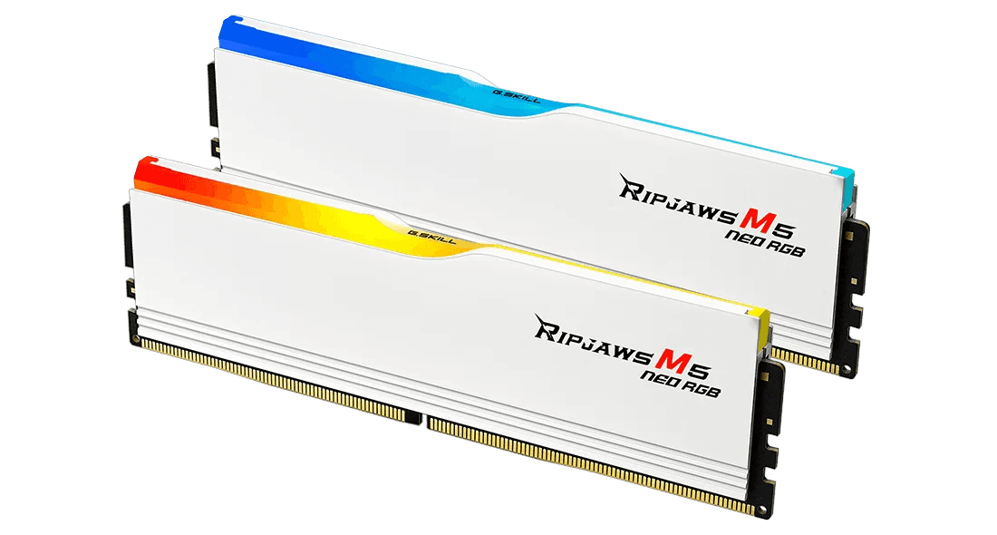 G.Skill Ripjaws M5 Neo RGB DDR5 Memory, 32GB (2x16GB) Capacity, 6400MHz Speed, CL32-40-40-102 Latency, 1.40 Voltage, AMD Expo, White | F5-6400J3240G16GX2-RM5NRW thumbnail 3