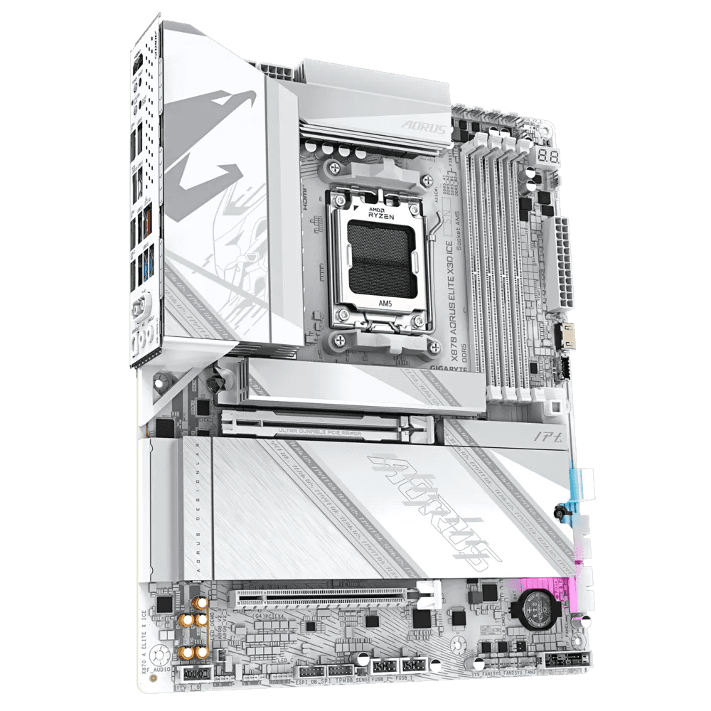 GIGABYTE X870 AORUS ELITE X3D ICE AM5 ATX Motherboard, AMD X870 Chipset, 4x DDR5 DIMM Slot, 256GB Max Memory, 4x M.2 Slots, 1x PCIe 5.0 x16, White | 9MX87ETXE-00-G10 thumbnail 5