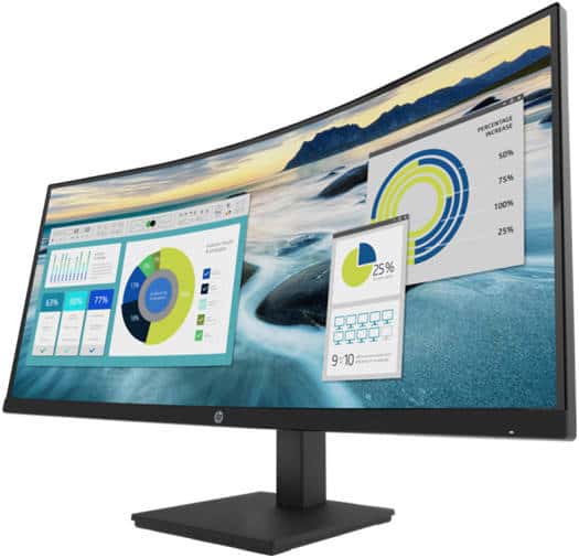 HP P34hc G4 WQHD USB-C 34" Curved Monitor, WQHD (3440 x 1440) VA Display, 100 Hz Refresh Rate, 5ms Response Time, 85% NTSC, Height Adjustable, DisplayPort, HDMI & USB Type-C, Black | 21Y56AS  3YEAR WARRANTY thumbnail 1