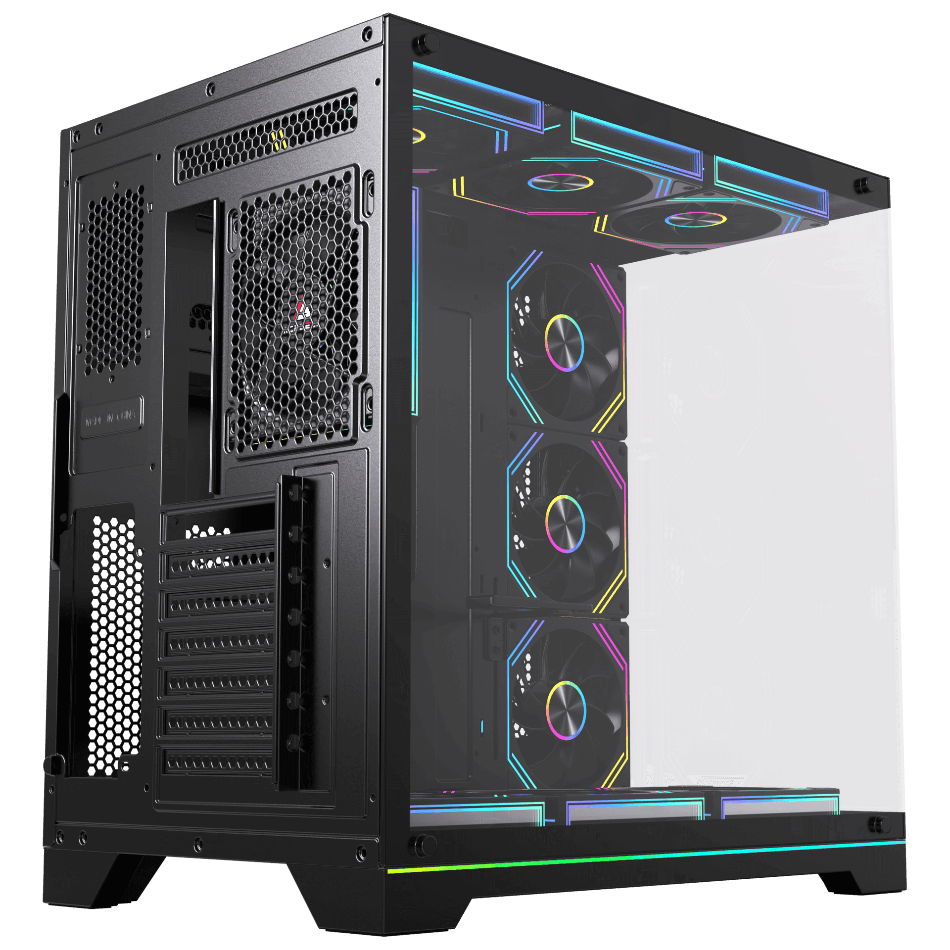 Acegeek Mercury R425X Black RGB Mid Tower Case, 7x Pre-installed RGB Fans, ATX, M-ATX, ITX Motherboard Supports, 360mm Radiator Support, 410mm Max GPU Clearance thumbnail 6