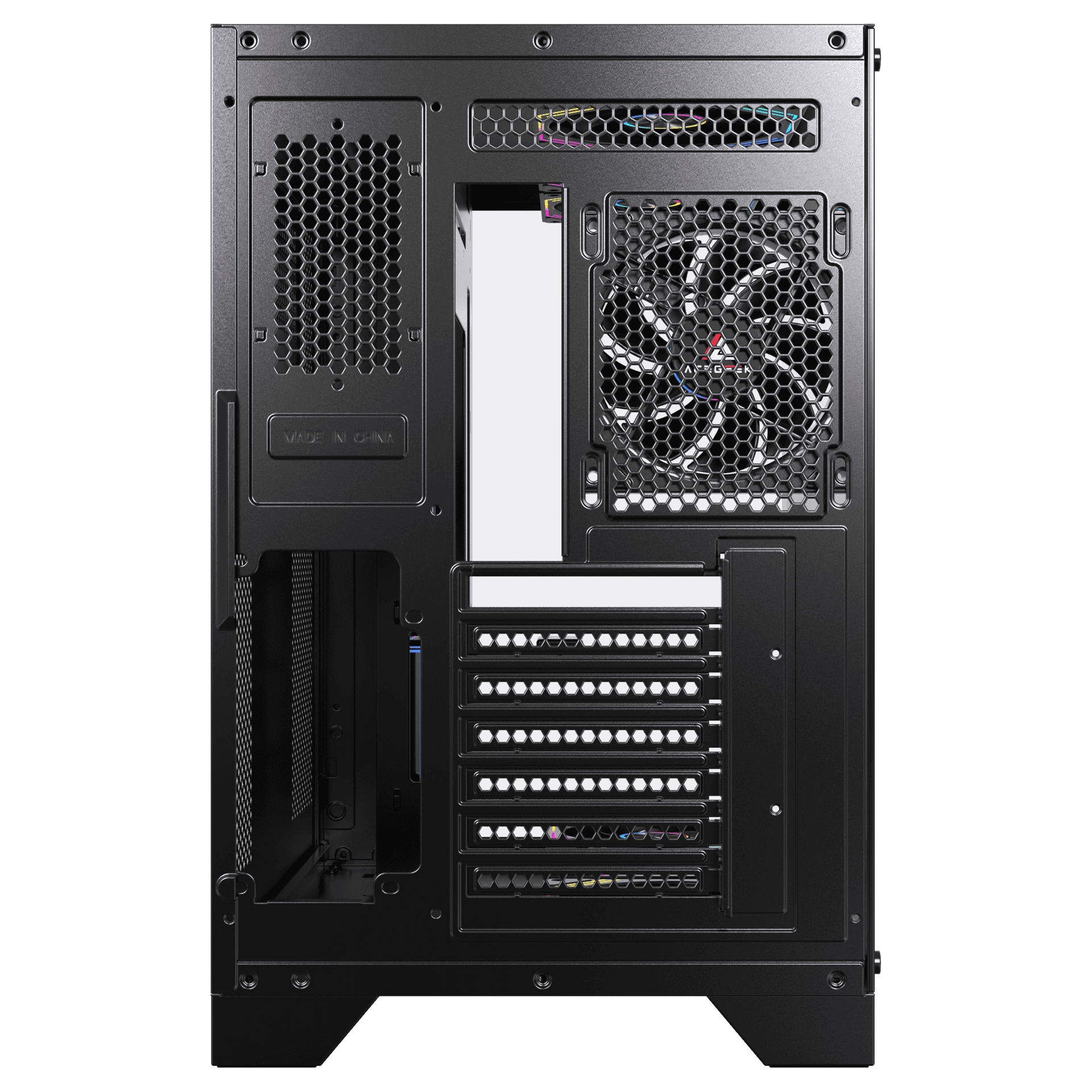 Acegeek Mercury R425X Black RGB Mid Tower Case, 7x Pre-installed RGB Fans, ATX, M-ATX, ITX Motherboard Supports, 360mm Radiator Support, 410mm Max GPU Clearance thumbnail 4