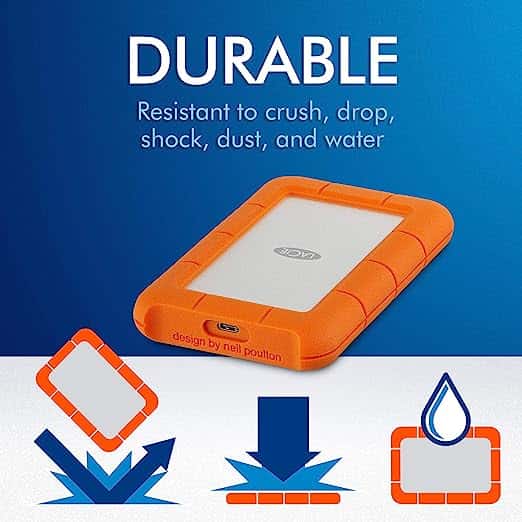 LaCie 5TB Rugged USB 3.1 Gen 1 Type-C External Hard Drive, Up to 130 MB/s Data Transfer Speed, Rugged Protection, Bus Powered. thumbnail 5
