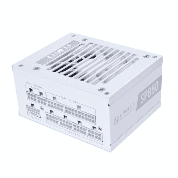 Lian li SP850 V2 White Fully Modular SFX Power Supply, ATX 3.1 & PCIe 5.0 Ready, Compact 125×100×63.5 mm, 80 Plus Gold, 92mm FDB fan with ZERO RPM | G9P.SP0850G.W000.UK thumbnail 1