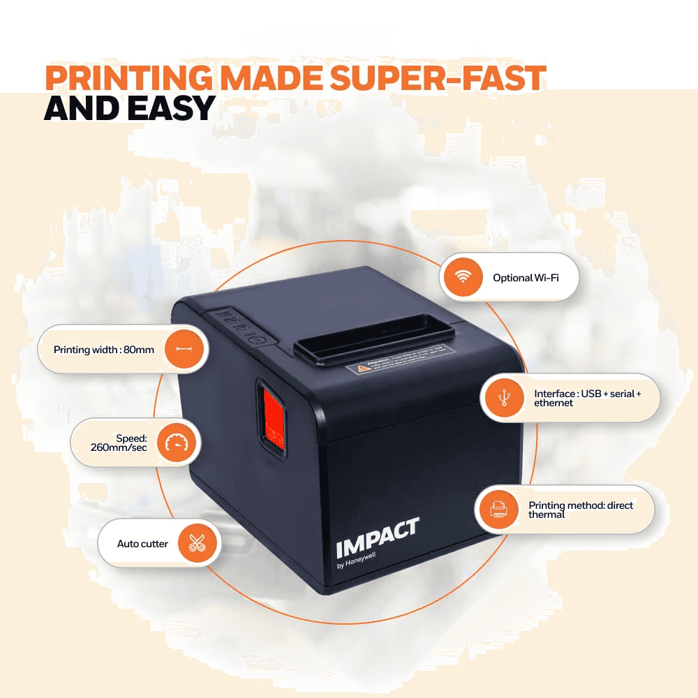 IMPACT BY HONEYWELL IHR810 3inch 80 mm Thermal Receipt Printer I High Performance I USB Serial Ethernet I Auto Cutter I Cost Saving up to 35 I Print Speed 260 mm s Auto Cutter Black thumbnail 1
