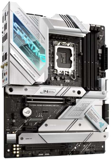 ROG STRIX Z690-A GAMING WIFI D4  Intel??Z690 LGA 1700 ATX motherboard with PCIe??5.0, 16+1 DrMos, Two-Way AI Noise Cancelation, AI Overclocking, AI Cooling, AI Networking, WiFi 6 (802.11ax), Intel??2.5 Gb Ethernet, four M.2 slots with heatsinks PCIe 4.0 N thumbnail 4