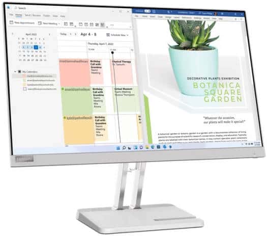 Lenovo L24e-40 Monitor, 23.8" FHD VA Display, 100Hz Refresh Rate, 4ms Response Time, AMD FreeSync, Low Bluelight Certified, Tilt Stand, HDMI 1.4 - VGA - Audio Out, Cloud Grey | 67AAKAC3UK thumbnail 4