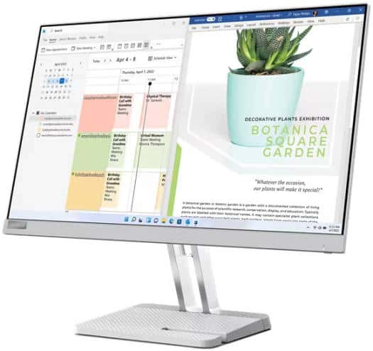 Lenovo L24e-40 Monitor, 23.8" FHD VA Display, 100Hz Refresh Rate, 4ms Response Time, AMD FreeSync, Low Bluelight Certified, Tilt Stand, HDMI 1.4 - VGA - Audio Out, Cloud Grey | 67AAKAC3UK thumbnail 2
