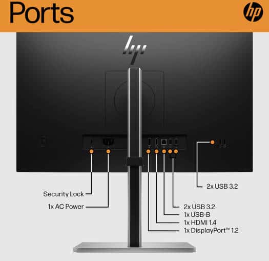 HP E24 G5 Monitor, 23.8" FHD IPS Display, 75Hz Refresh Rate, 5ms (GtG with Overdrive) Response Time, 3-Sided Borderless Bezel, VESA Mounting, 4x USB3.2, USB-B, HDMI & DP, Black | 6N6E9AA thumbnail 4