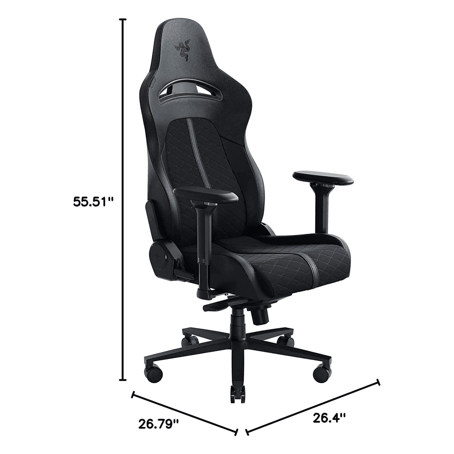 Razer Enki Black Gaming Chair, Designed For All-Day Comfort, Built-in Lumbar Arch, Optimized Cushion Density, 4D Armrests, 4 Gas Lift Class Steel Frame, 152 Degrees Back Angle | RZ38-03720300-R3G1 thumbnail 3