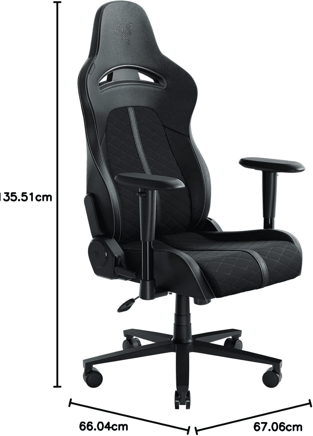 Razer Enki X Essential Leather Gaming Chair, 2D Armrests, Built-In Lumbar Arch, Optimized Cushion Density, Adjustable 152° Recline, 60mm PU Coated Casters, Black & Green | RZ38-03880100-R3G1RZ38-03880100-R3G1 thumbnail 2