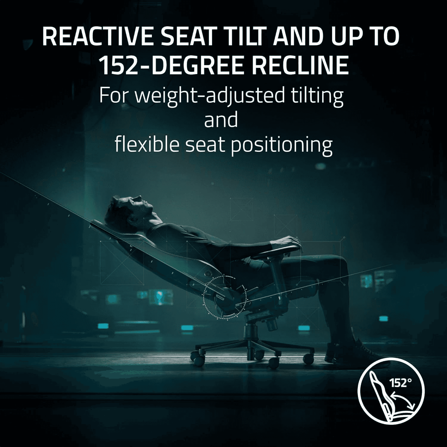 Razer Iskur V2 Gaming Chair, Adaptive Lumbar Support, Adjustable Lumbar Curve, High Density Foam Cushions, Reactive Seat Tilt &152-degree Recline, 4D Armrests, Synthetic Leather - Black and Green | RZ38-04900100-R3G1 thumbnail 4