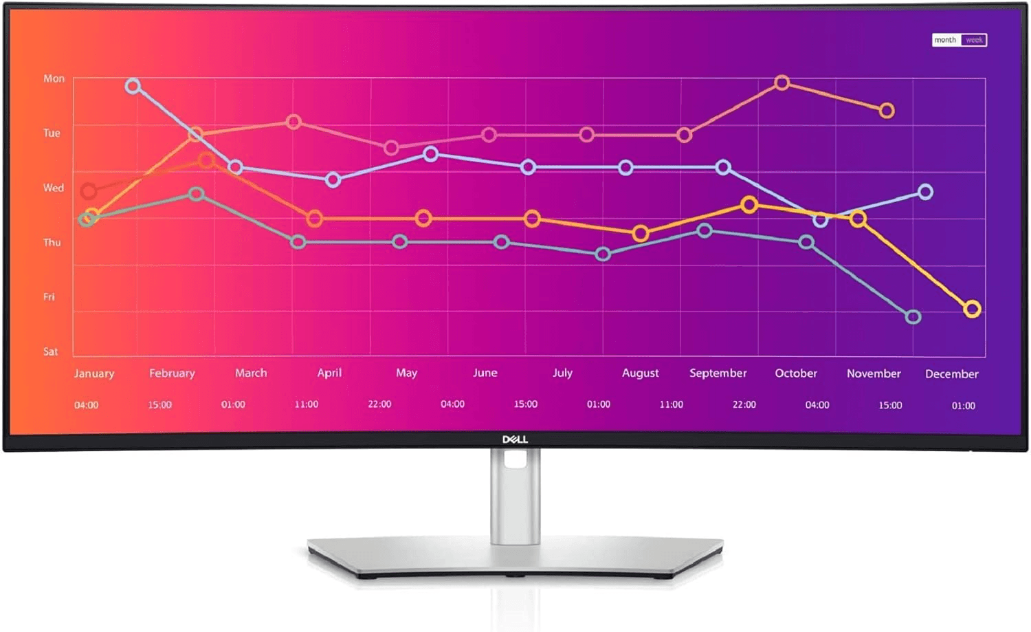 Dell U3821DW UltraSharp 37.5" Curved USB-C Hub WQHD+ Monitor, Resolution 3840x1600, 60Hz Refresh Rate, 5 ms / 8ms Response Time, USB Hub 3.0, 1 DP, 2 HDMI, Silver | U3821DW thumbnail 1