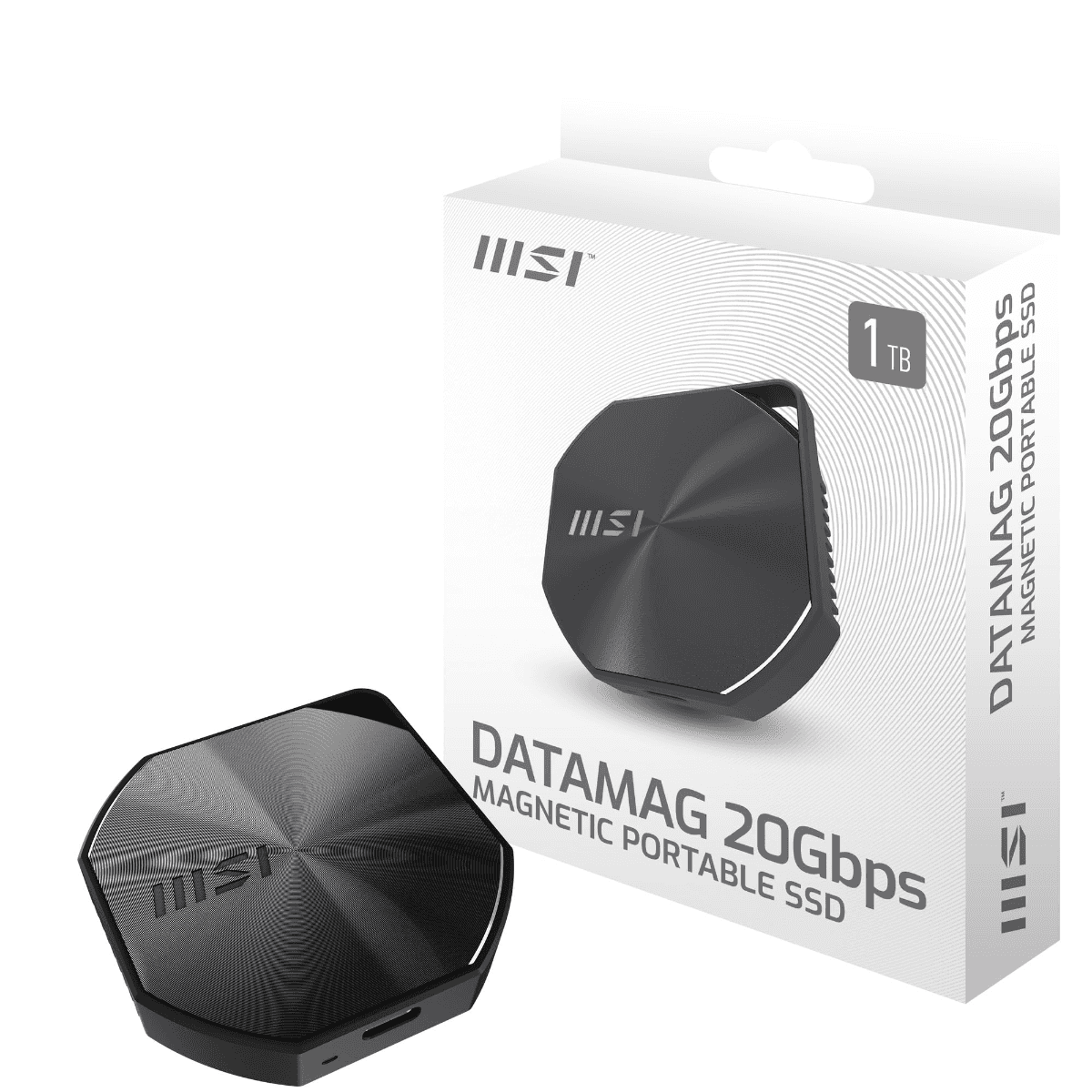 MSI DATAMAG 20Gbps 1TB First Magnetic Portable SSD, SuperSpeed USB 20Gbps (USB 3.2 Gen 2x2), PC, Mac, iPhone, iPad, Android, Gaming Console | S78-440L0B0-P83 thumbnail 1