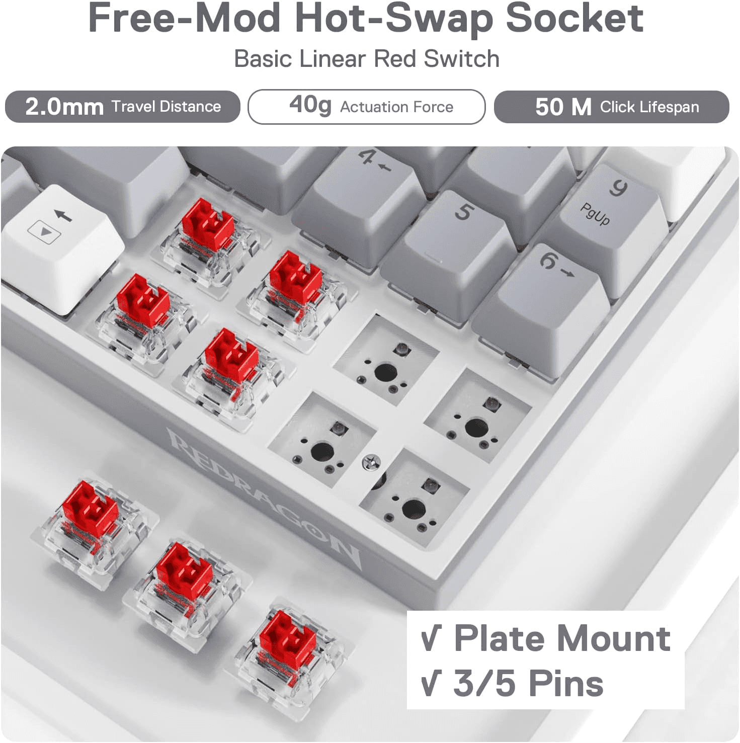 Redragon K628 Pollux 75% Wired RGB Gaming Keyboard | K628WG-RGB thumbnail 6